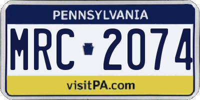 PA license plate MRC2074