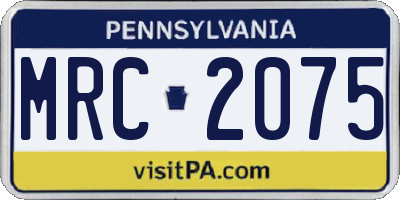 PA license plate MRC2075