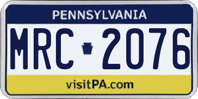 PA license plate MRC2076
