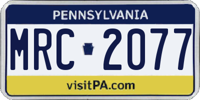 PA license plate MRC2077