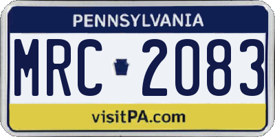 PA license plate MRC2083