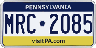 PA license plate MRC2085