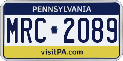 PA license plate MRC2089