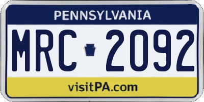 PA license plate MRC2092