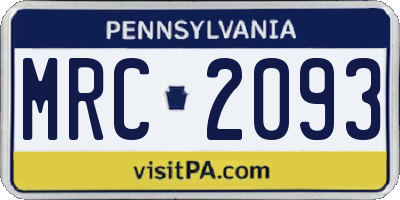 PA license plate MRC2093