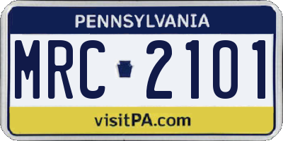PA license plate MRC2101