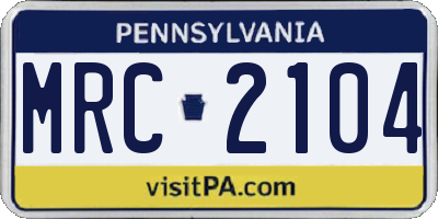 PA license plate MRC2104