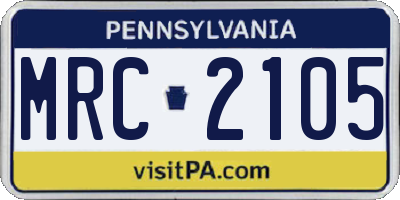 PA license plate MRC2105