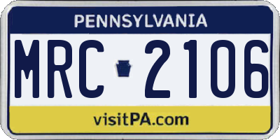 PA license plate MRC2106