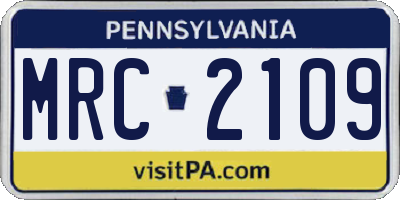 PA license plate MRC2109
