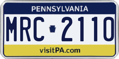 PA license plate MRC2110