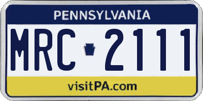 PA license plate MRC2111