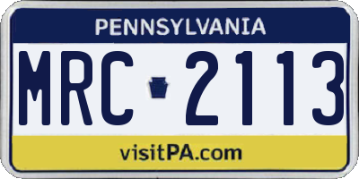 PA license plate MRC2113