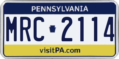 PA license plate MRC2114