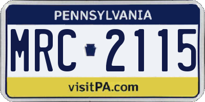 PA license plate MRC2115