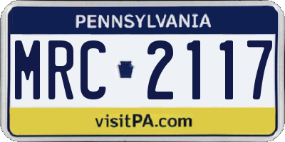 PA license plate MRC2117