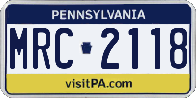 PA license plate MRC2118