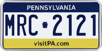 PA license plate MRC2121