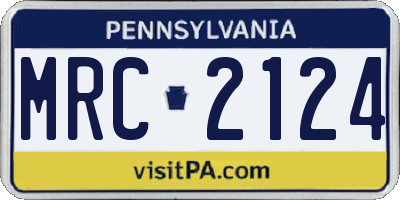 PA license plate MRC2124