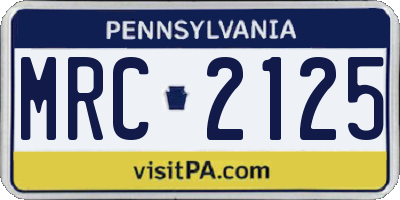PA license plate MRC2125