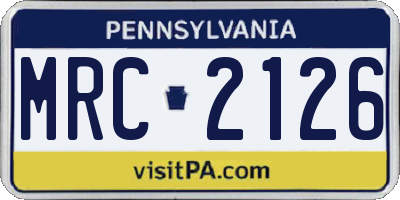 PA license plate MRC2126