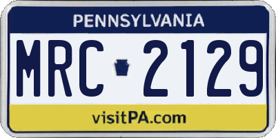 PA license plate MRC2129