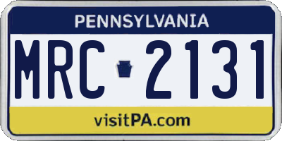 PA license plate MRC2131
