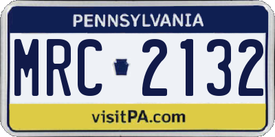 PA license plate MRC2132