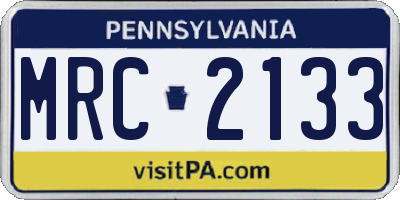 PA license plate MRC2133