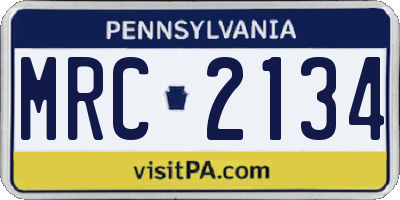 PA license plate MRC2134