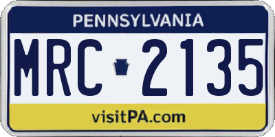 PA license plate MRC2135