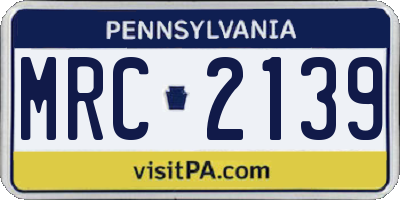 PA license plate MRC2139