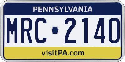PA license plate MRC2140
