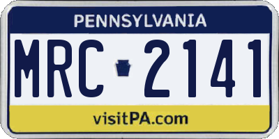 PA license plate MRC2141