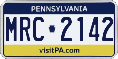 PA license plate MRC2142