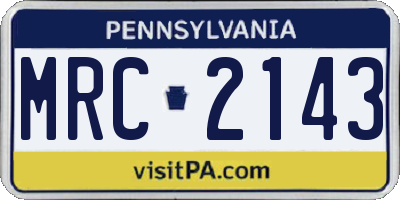 PA license plate MRC2143
