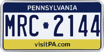 PA license plate MRC2144