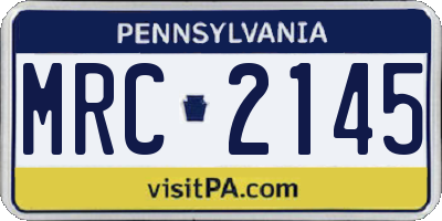 PA license plate MRC2145