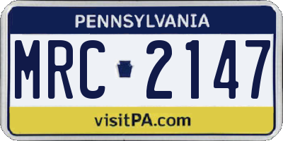 PA license plate MRC2147