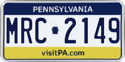 PA license plate MRC2149