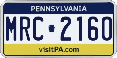 PA license plate MRC2160
