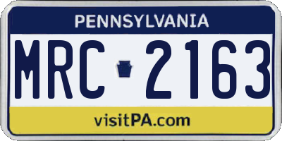 PA license plate MRC2163
