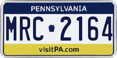 PA license plate MRC2164