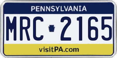 PA license plate MRC2165