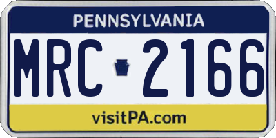 PA license plate MRC2166