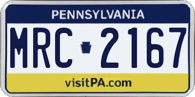 PA license plate MRC2167
