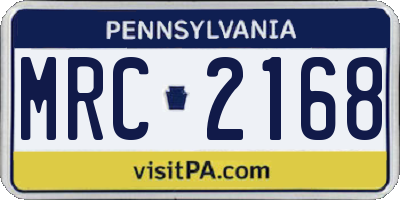 PA license plate MRC2168