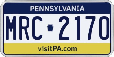 PA license plate MRC2170