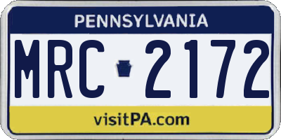 PA license plate MRC2172