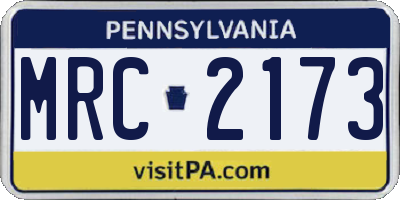 PA license plate MRC2173